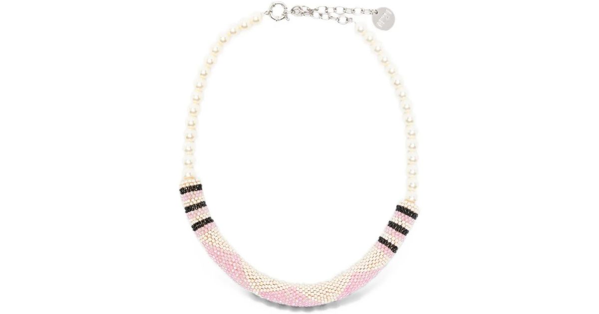 N°21 Beaded Faux-Pearl Necklace in Natural | Lyst