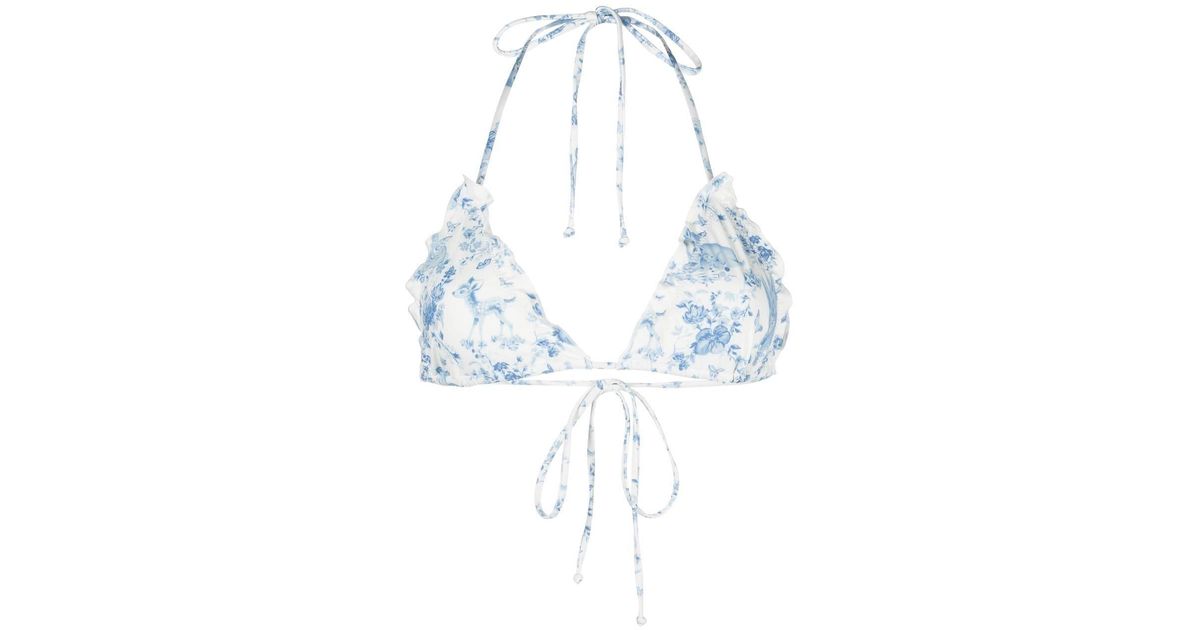 Frankie's Bikinis X Gigi Hadid Floralprint Halterneck Bikini Top in Blue Lyst UK
