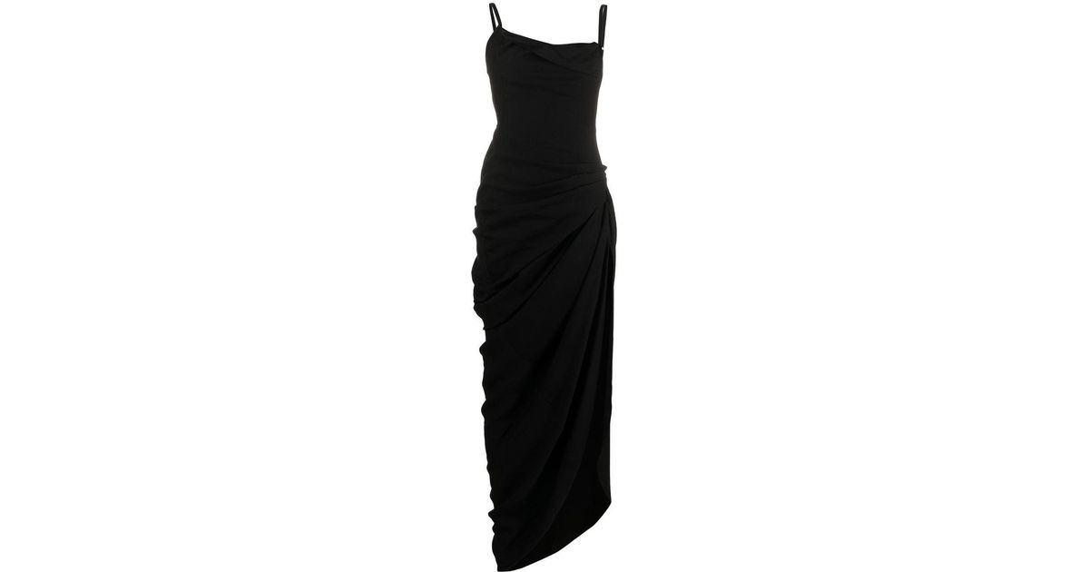 Jacquemus La Robe Saudade Longue Draped Dress in Black | Lyst UK