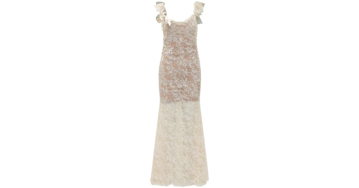 self portrait floral lace maxi dress White Strappy Floral Lace Maxi Dress self-portrait-US