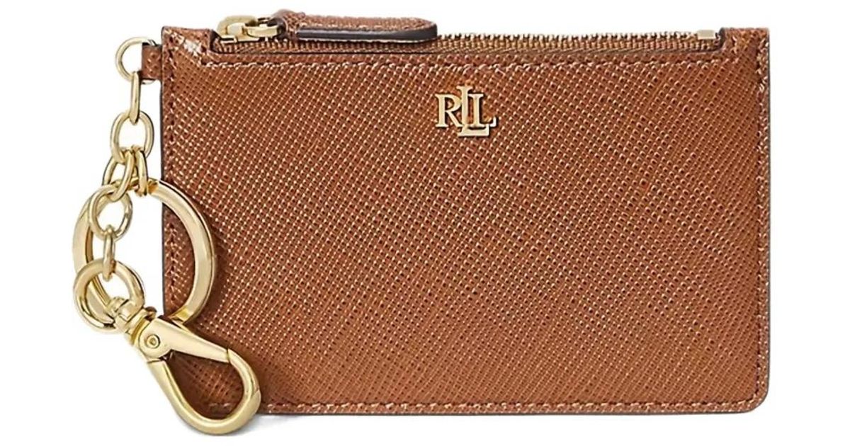 Ralph Lauren Leather Key-Ring Card Holder in Brown | Lyst