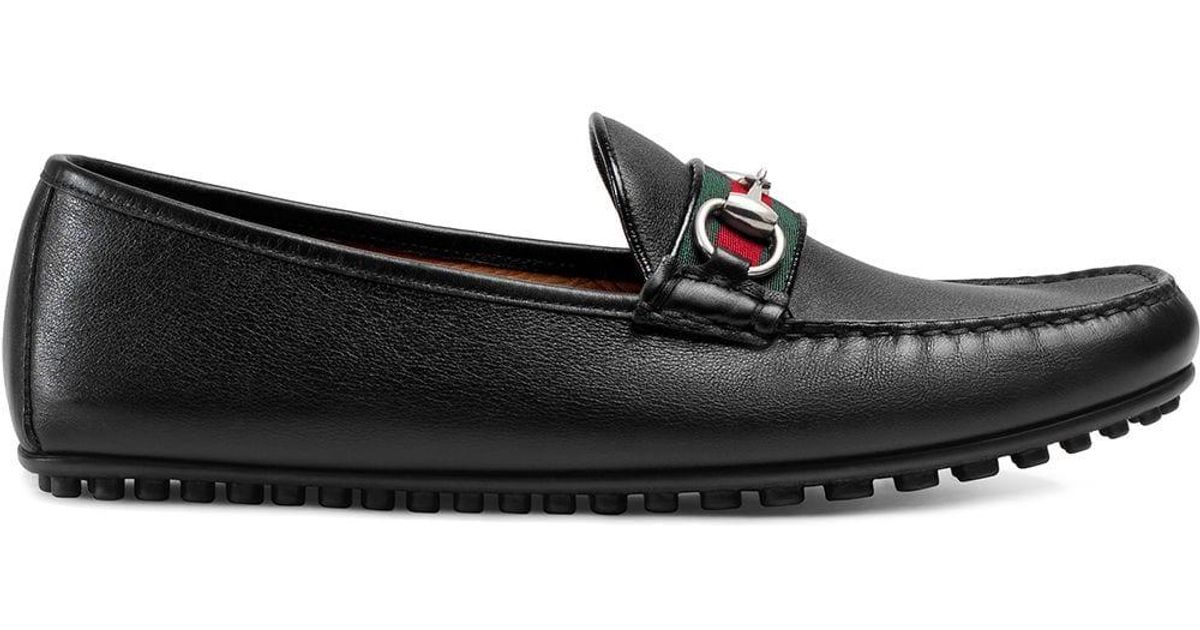 gucci web leather driver