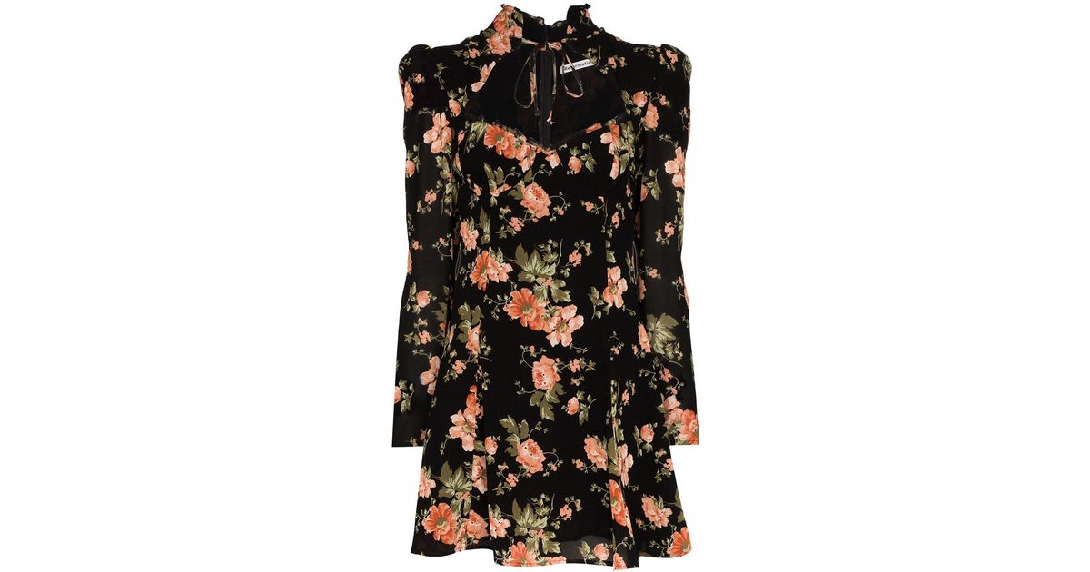 Reformation Vivianne Floral Print Mini Dress - Women's - Viscose in Black |  Lyst