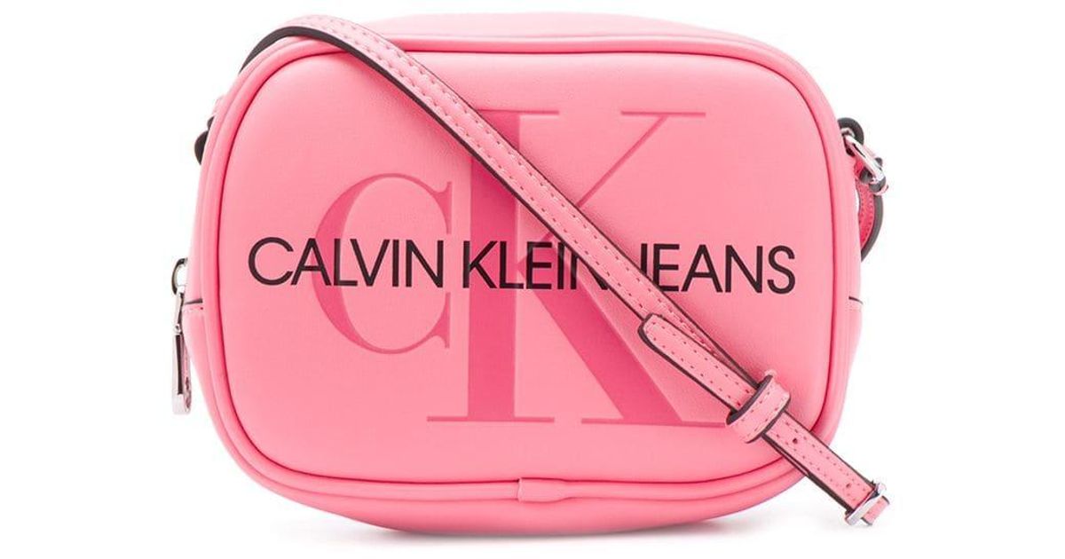 Calvin Klein Denim Sculpted Monogram Camera Bag in Pink | Lyst