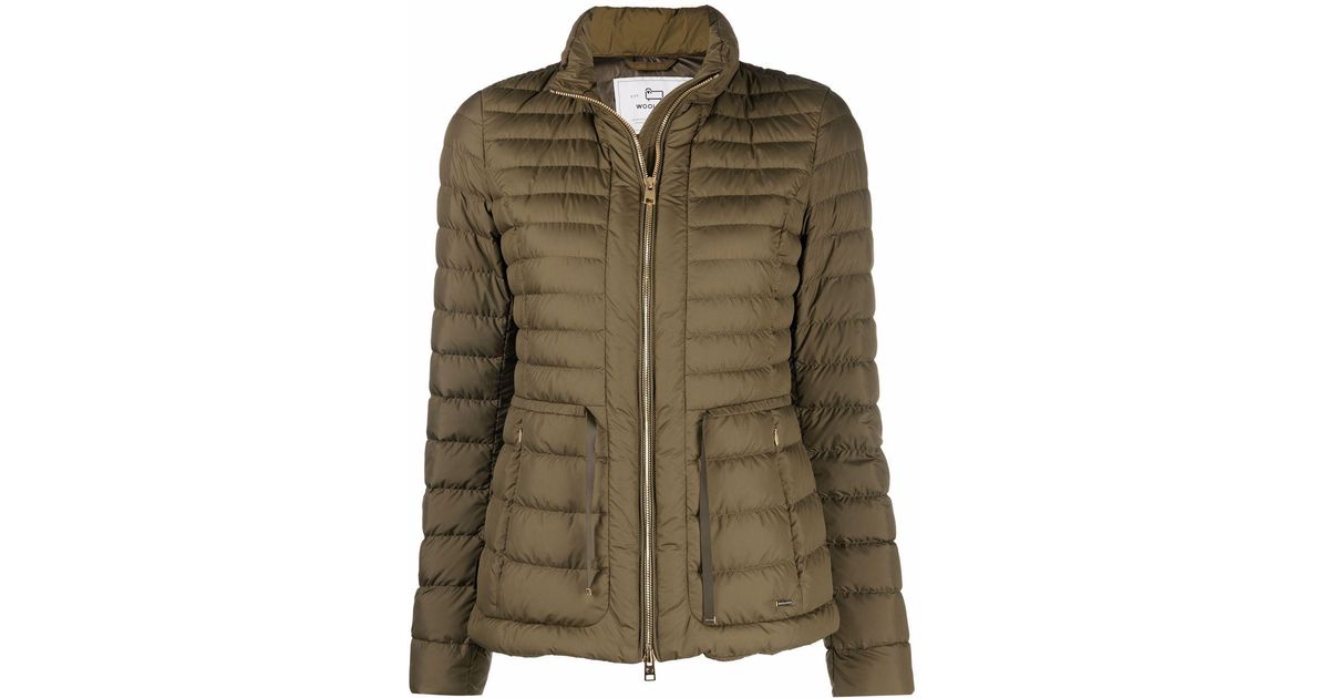 Woolrich Quilted Featherdown Puffer Jacket in Green Lyst