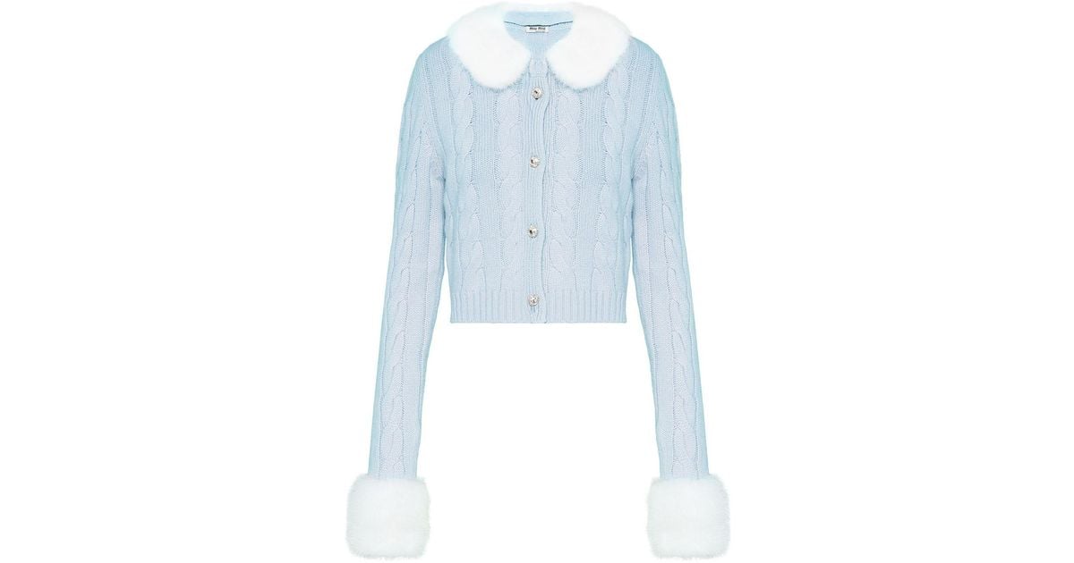 Miu miu discount fur trim cardigan