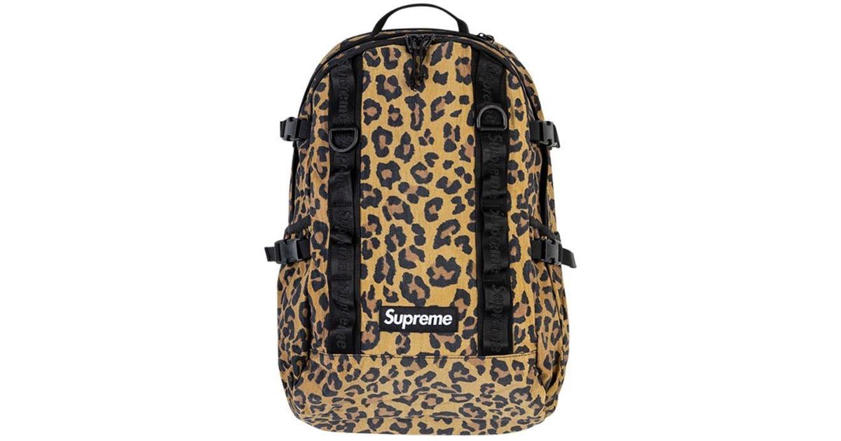 Supreme Leopard Print Backpack in Brown 