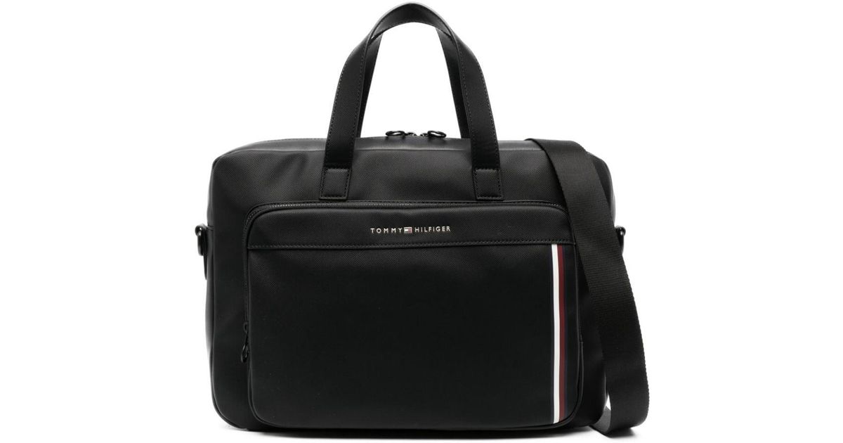 Tommy Hilfiger Leather Laptop Bag in Black for Men | Lyst
