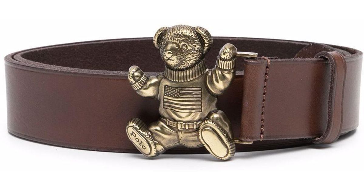 Polo Ralph Lauren Bear Logo Buckle Belt in Brown for Men | Lyst Australia