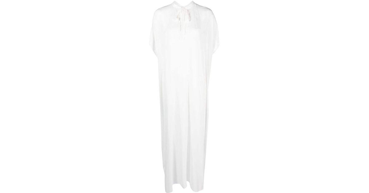 Fisico Pussy Bow Kaftan Maxi Dress In White Lyst 