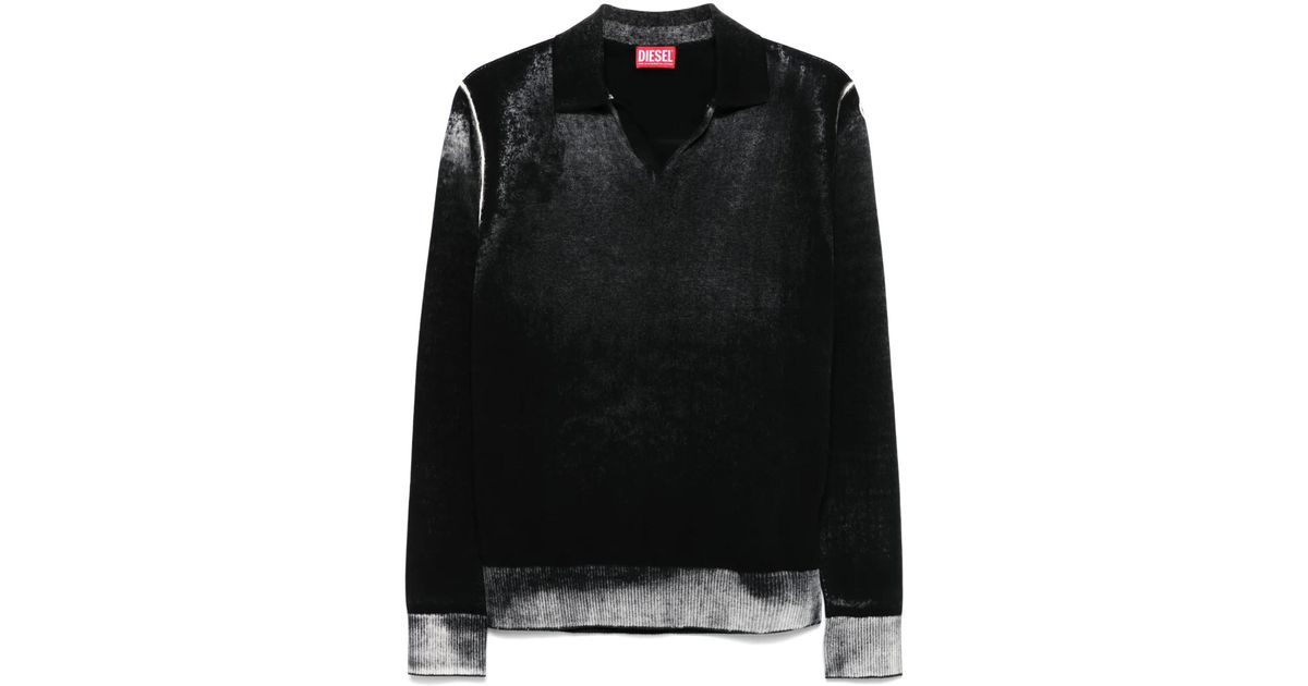 DIESEL K-Lorenzo Collar Polo Sweater in Black for Men | Lyst