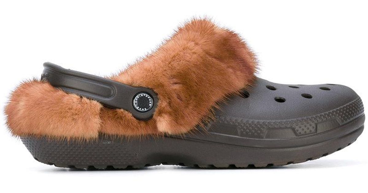 Christopher Kane Rubber Fur  Trim Crocs  Clogs in Brown Lyst