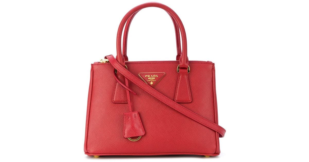 Prada Saffiano Lux Mini Bauletto Bag - Red Mini Bags, Handbags - PRA597763
