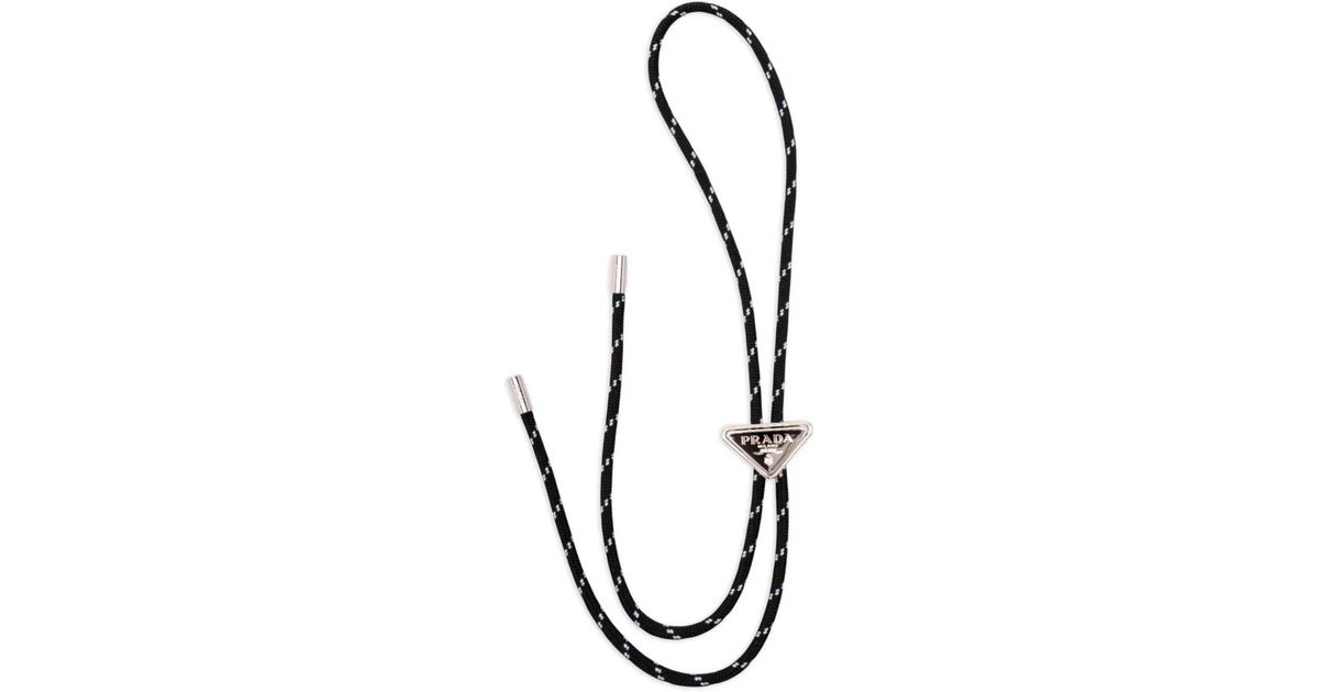 Prada Triangle Logo Rope Tie in White for Men | Lyst UK