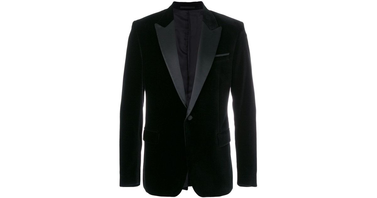 Versace Cotton Slim-fit Tuxedo Jacket in Black for Men - Lyst