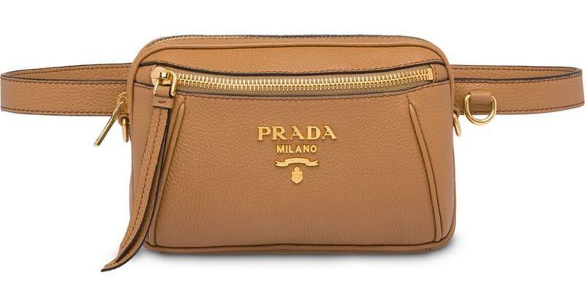 Prada Saffiano Leather Belt Bag in Brown | Lyst