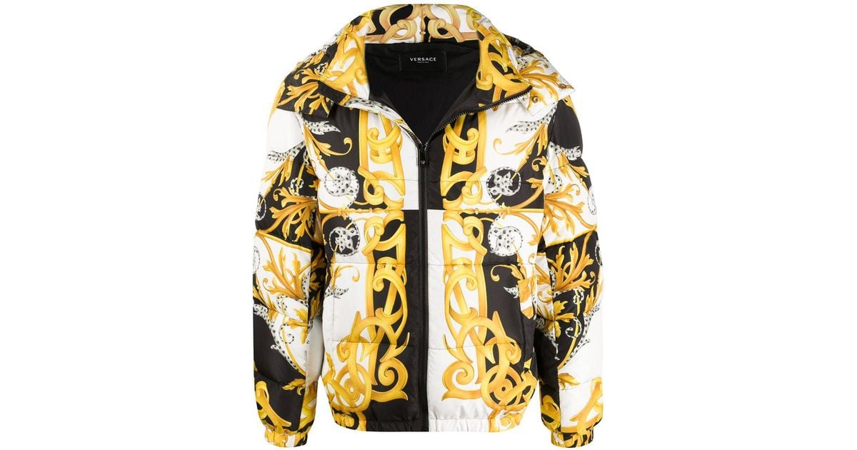 Versace Baroque Print Puffer Jacket in Yellow for Men | Lyst