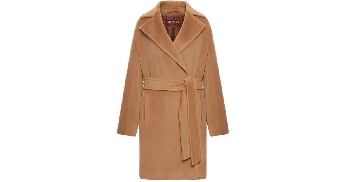 Max Mara Scire Beaver Wool Robe Coat in Brown | Lyst