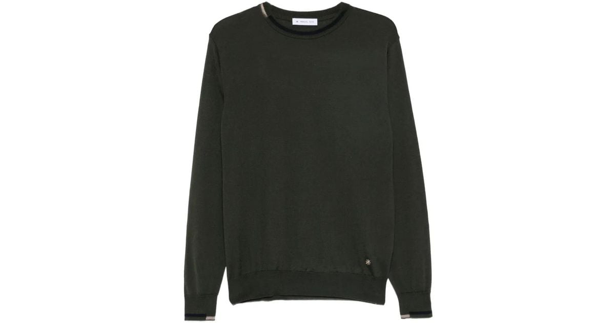 Manuel Ri Rz Logo Manuel Ritz Contrast-Trim Crew-Neck Sweater in Green for Men | Lyst
