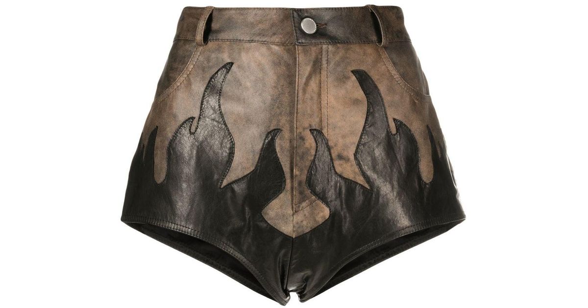 Alessandra Rich Python Print Leather Hot Short in Grey
