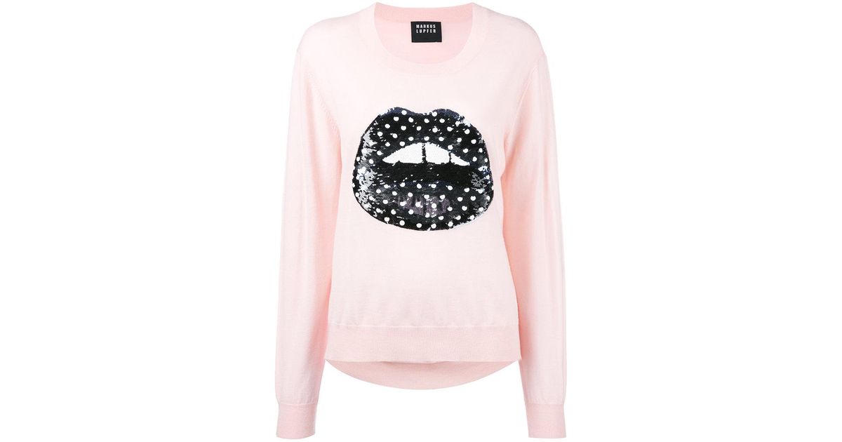 pink sequin lips jumper