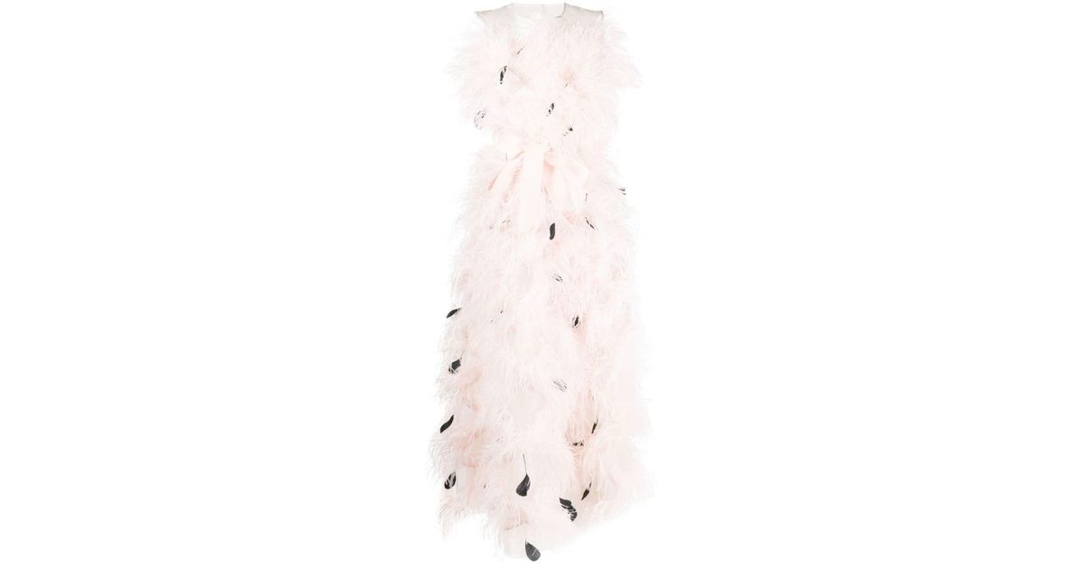 Huishan Zhang Mystique Feather-embellished Organza Gown in Pink | Lyst