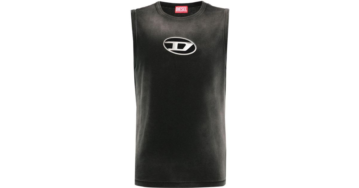 Men's Faded tank top with puffy Oval D | Black | Diesel Men's Faded tank top with puffy Oval D | Black | Diesel