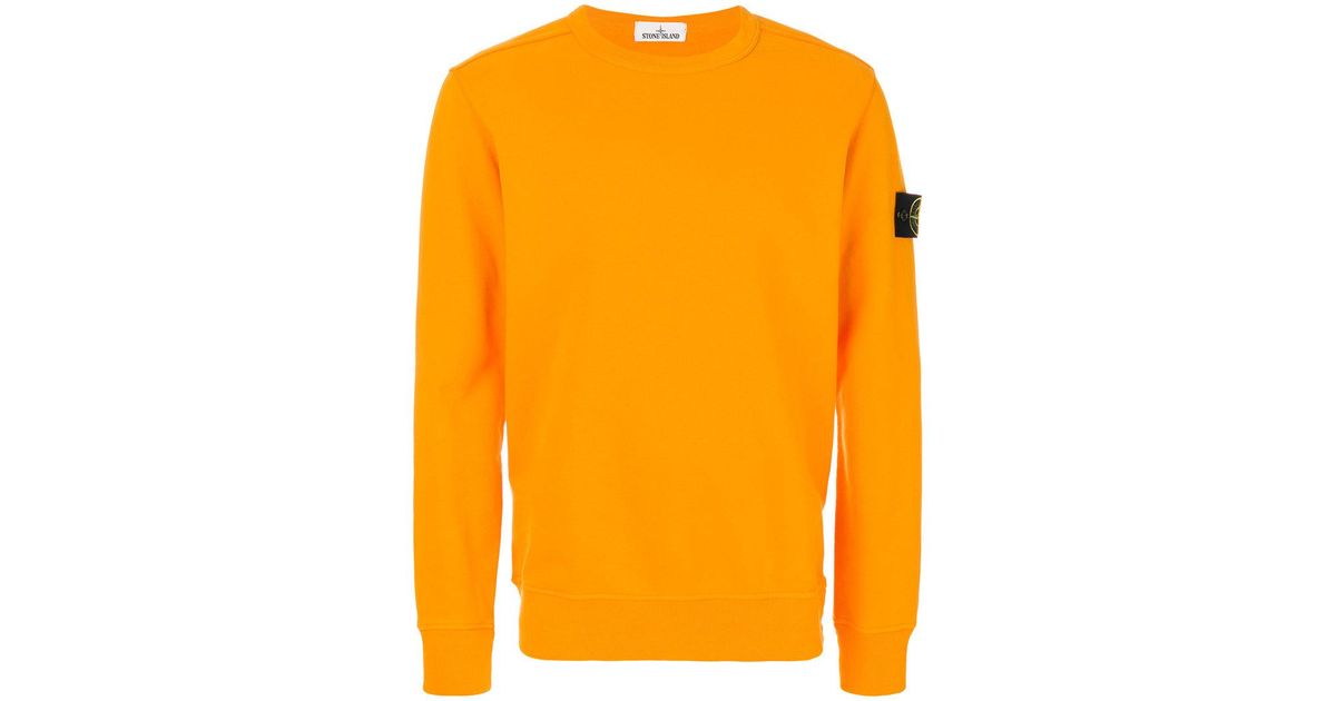 Stone Island Cotton Crew Neck Sweatshirt in Yellow & Orange 