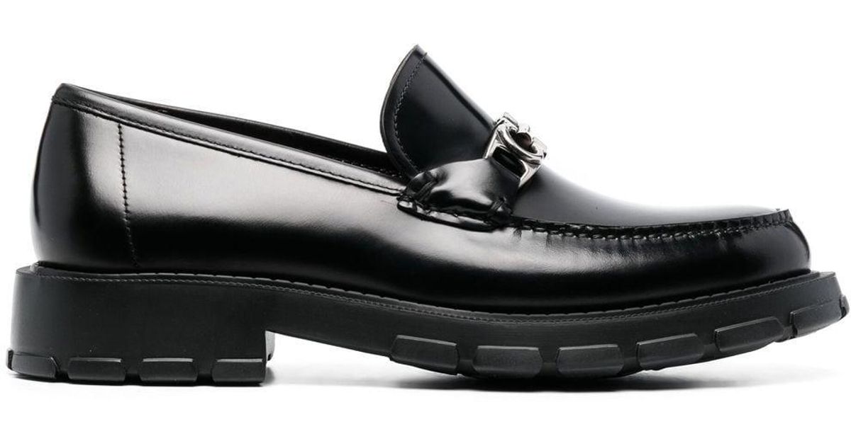Mocassins en cuir à plaque Gancini Cuir Ferragamo pour homme en coloris Noir Homme Chaussures à enfiler Chaussures à enfiler Ferragamo 