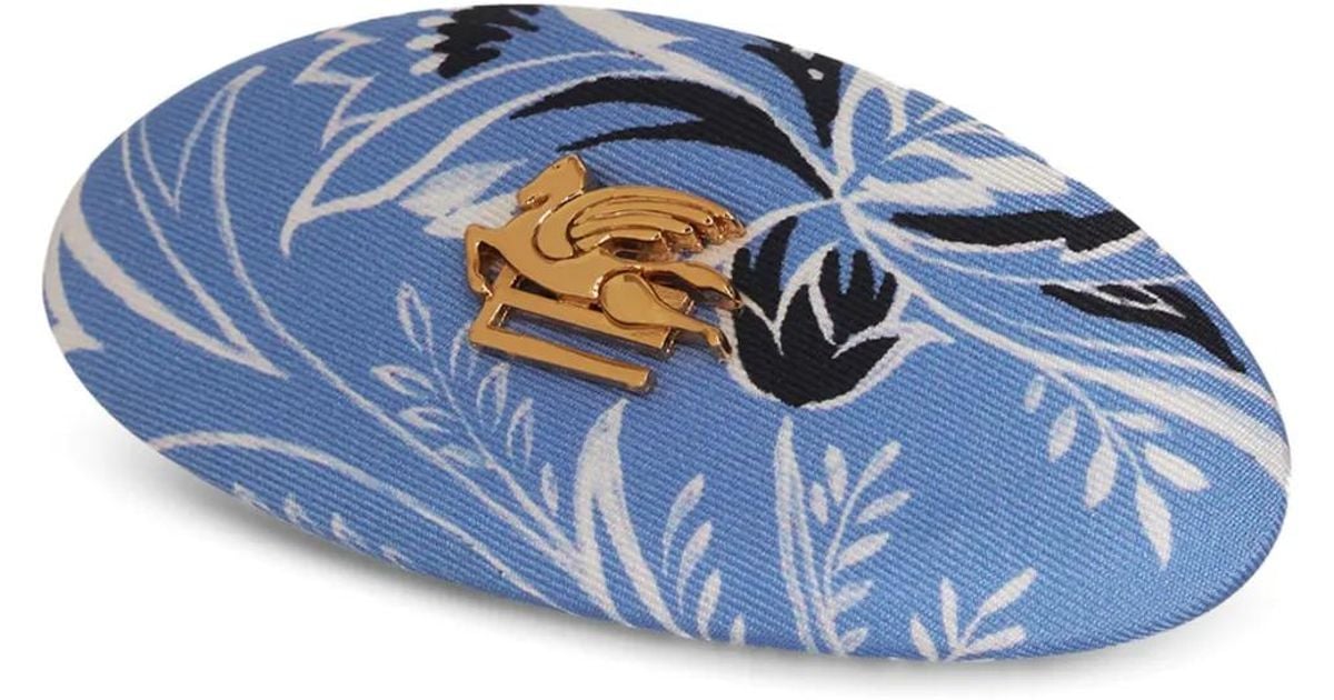 【Etro】Floral Paisley Silk Hair Clip Etro Floral-Print Silk Hair Clip in Blue | Lyst