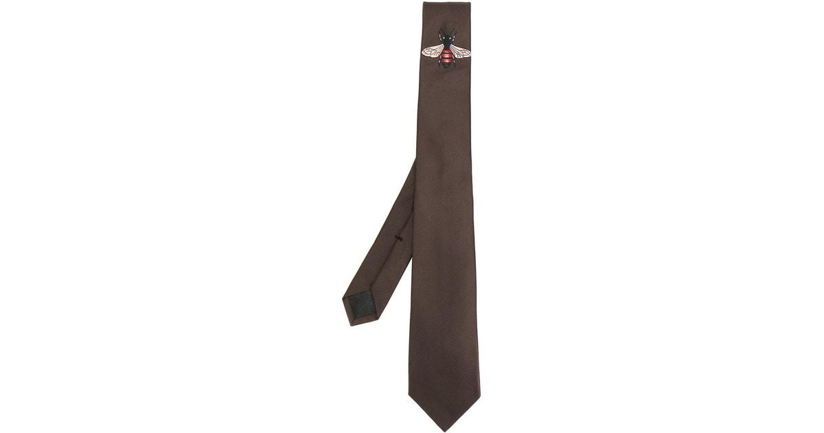 Gucci Silk Bee Tie in Brown for Men - Lyst