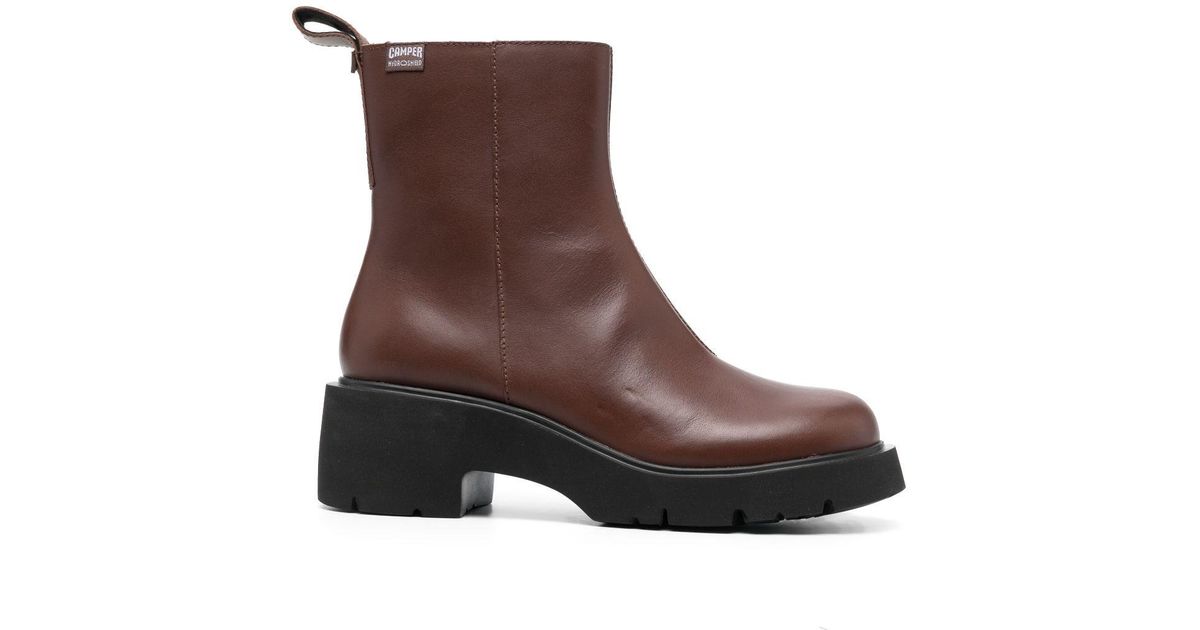 Camper Milah 60mm Leather Boots in Brown | Lyst