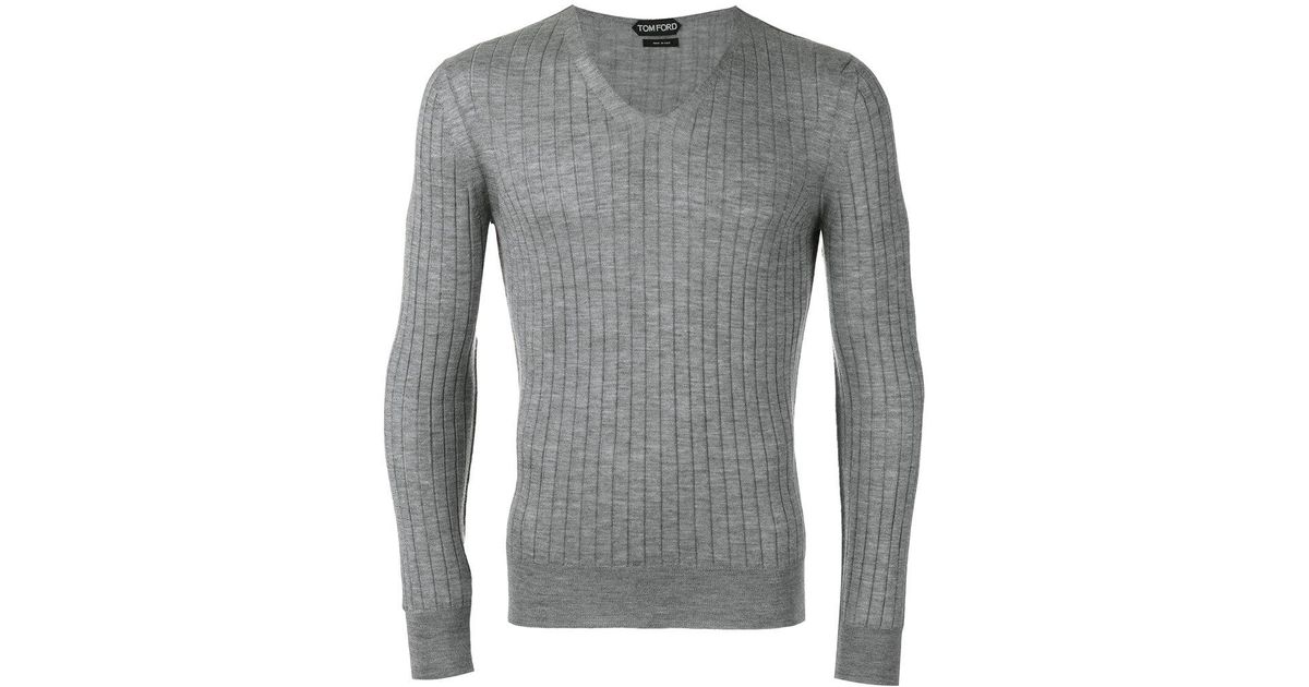 men's grey v neck jumper