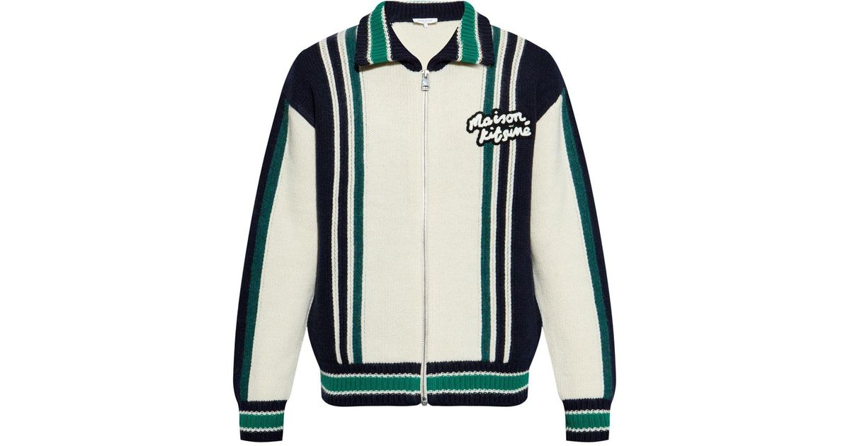 Maison Kitsuné Knit College Blouson For Fw24 in Blue for Men | Lyst