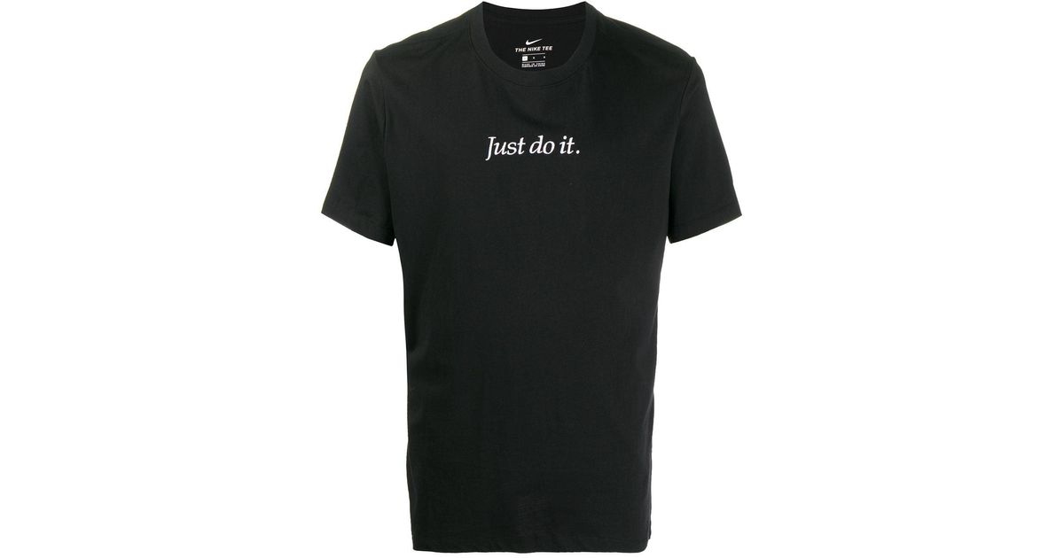 Nike Cotton Embroidered 'just Do It' T-shirt in Black for Men - Lyst