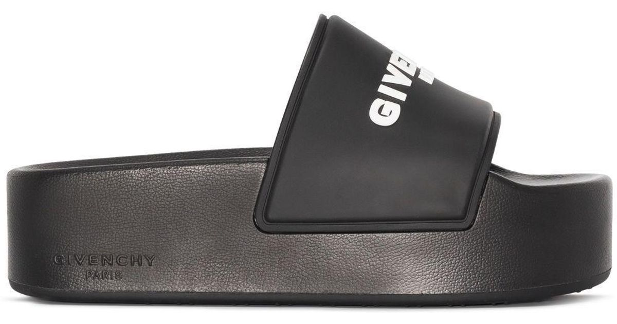 Givenchy Logoembellished Flatform Slides in Black Lyst UK