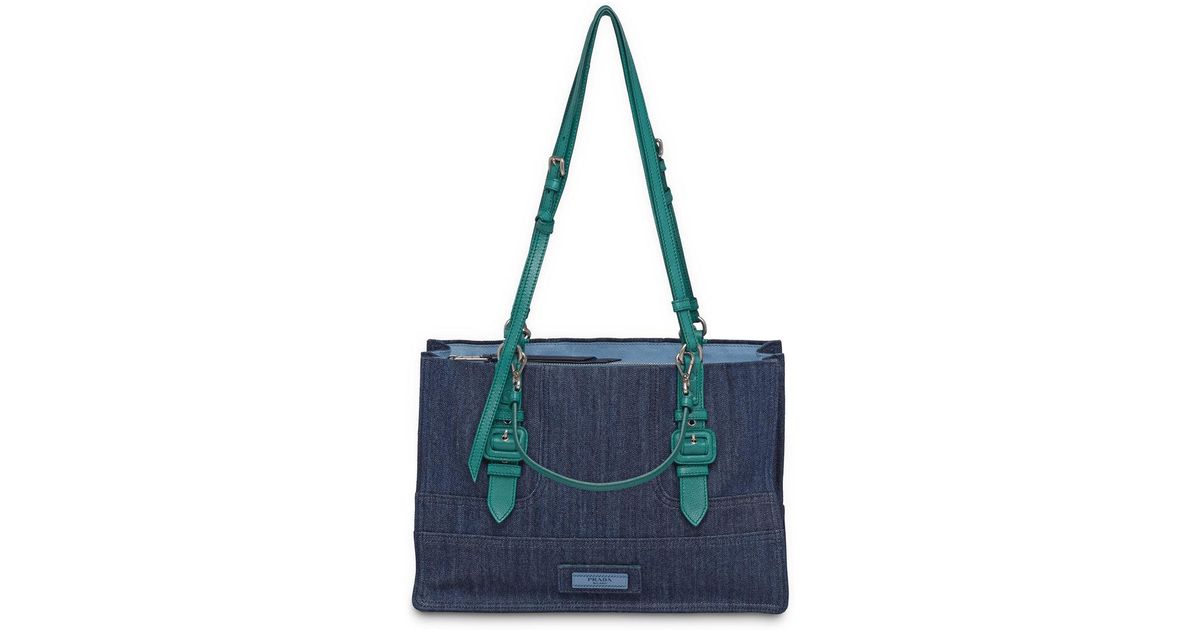 prada denim tote bag