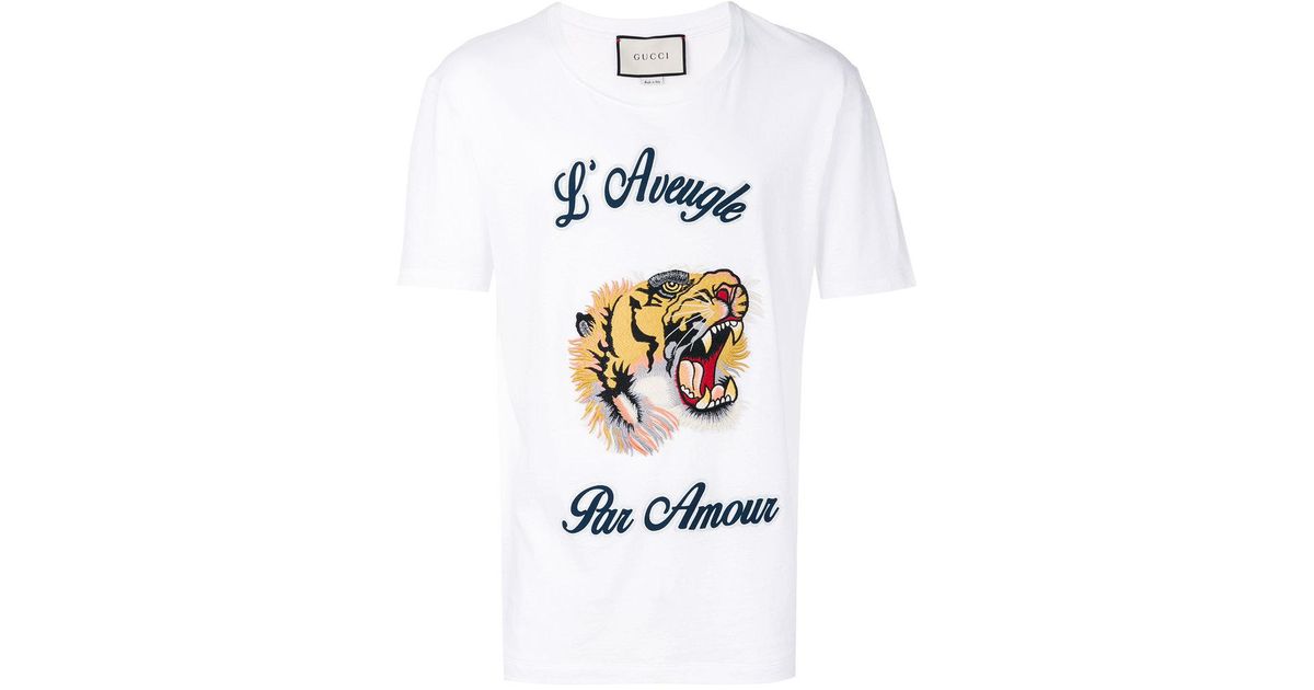 Gucci L'aveugle Par Amour T-shirt in White for Men | Lyst Australia