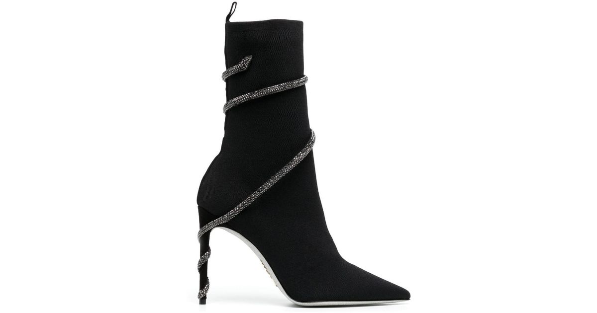 Rene Caovilla 90mm Rhinestone-embellished Ankle Boots in Black | Lyst