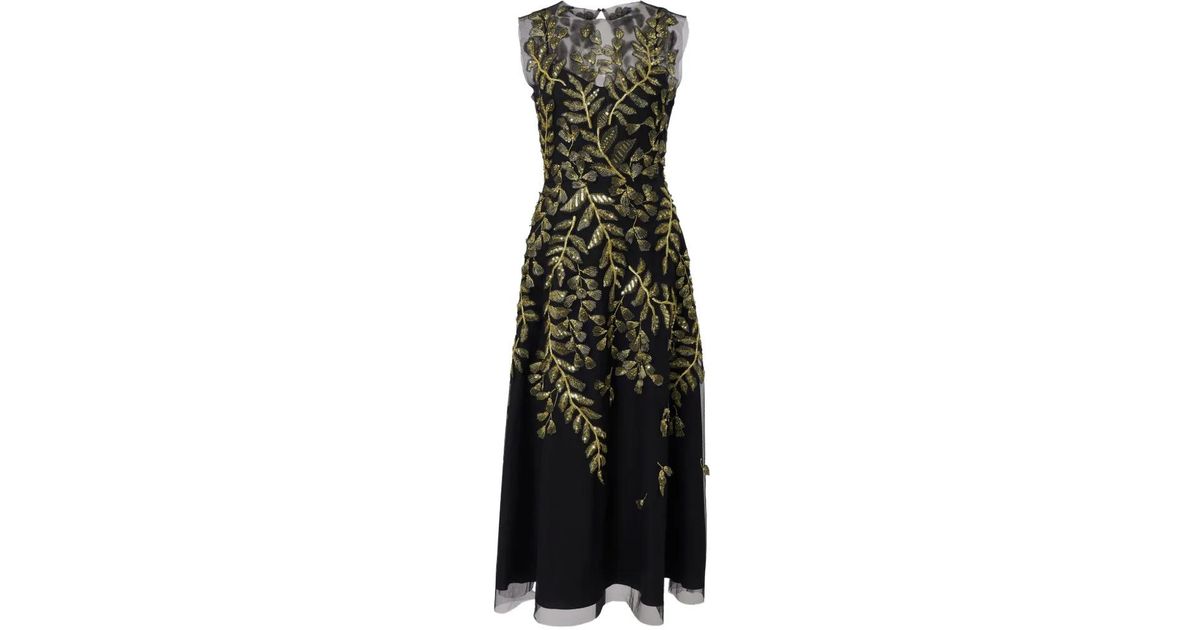 carolina herrera floral-embroidered tulle midi dress Carolina Herrera Floral-embroidery Tulle Midi Dress