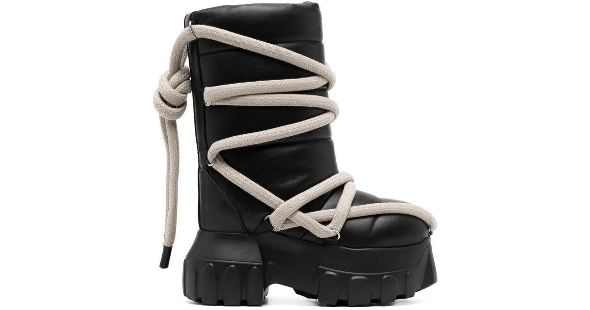 関税負担なし◆RICK OWENS◆MEGA BUMPER LUNAR ブーツ ファー Rick Owens Mega Bumper Lunar ブーツ | ブラック | FARFETCH JP