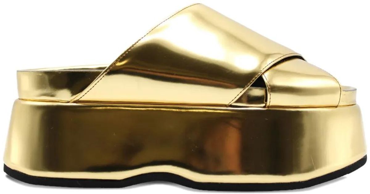 Junya Watanabe Metallic Platform Sandals | Lyst