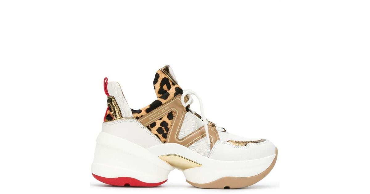 olympia leopard calf hair and leather trainer