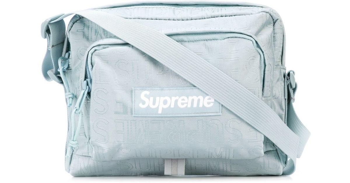 Supreme Men's Gray Logo Print Shoulder Bag