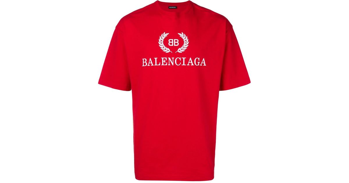 Balenciaga Logo T-shirt in Red for Men 