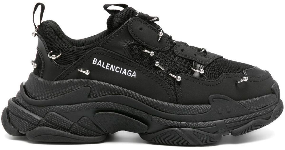 Balenciaga Triple S Sneaker With Piercings in Black for Men Balenciaga Triple S Sneaker With Piercings in Black for Men