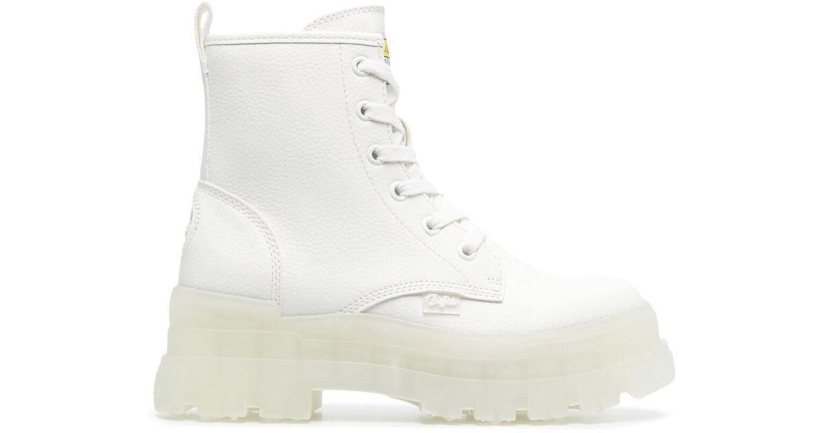 buffalo aspha flat ankle boots in washed denim