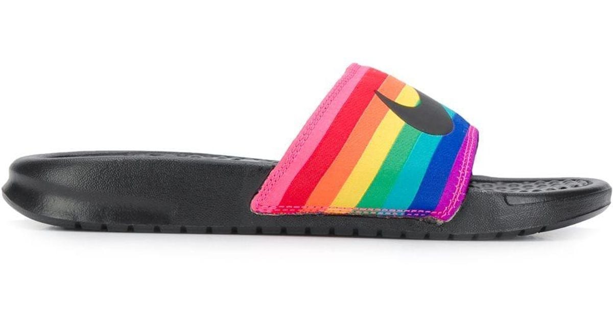 rainbow nike slides womens
