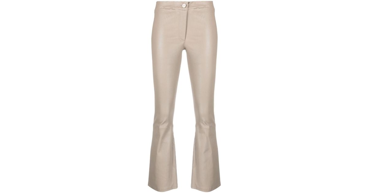 Arma Low-rise Leather Trousers in Natural | Lyst