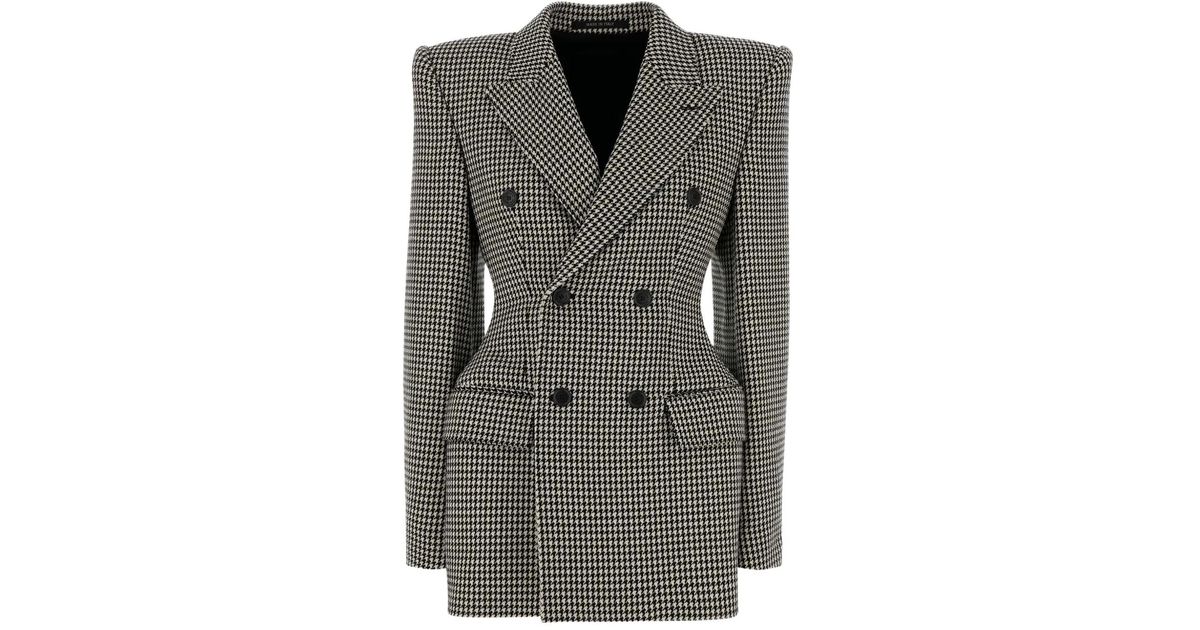 BALENCIAGAバレンシアガ　Hourglass Houndstooth Balenciaga Hourglass Houndstooth Double-Breasted Blazer